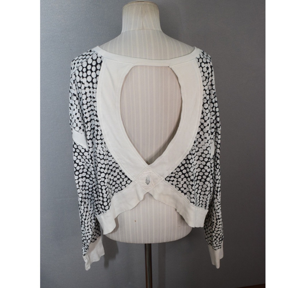 FP Movement My Time Layer Free People Top Medium Black White Polka Dot Open Back